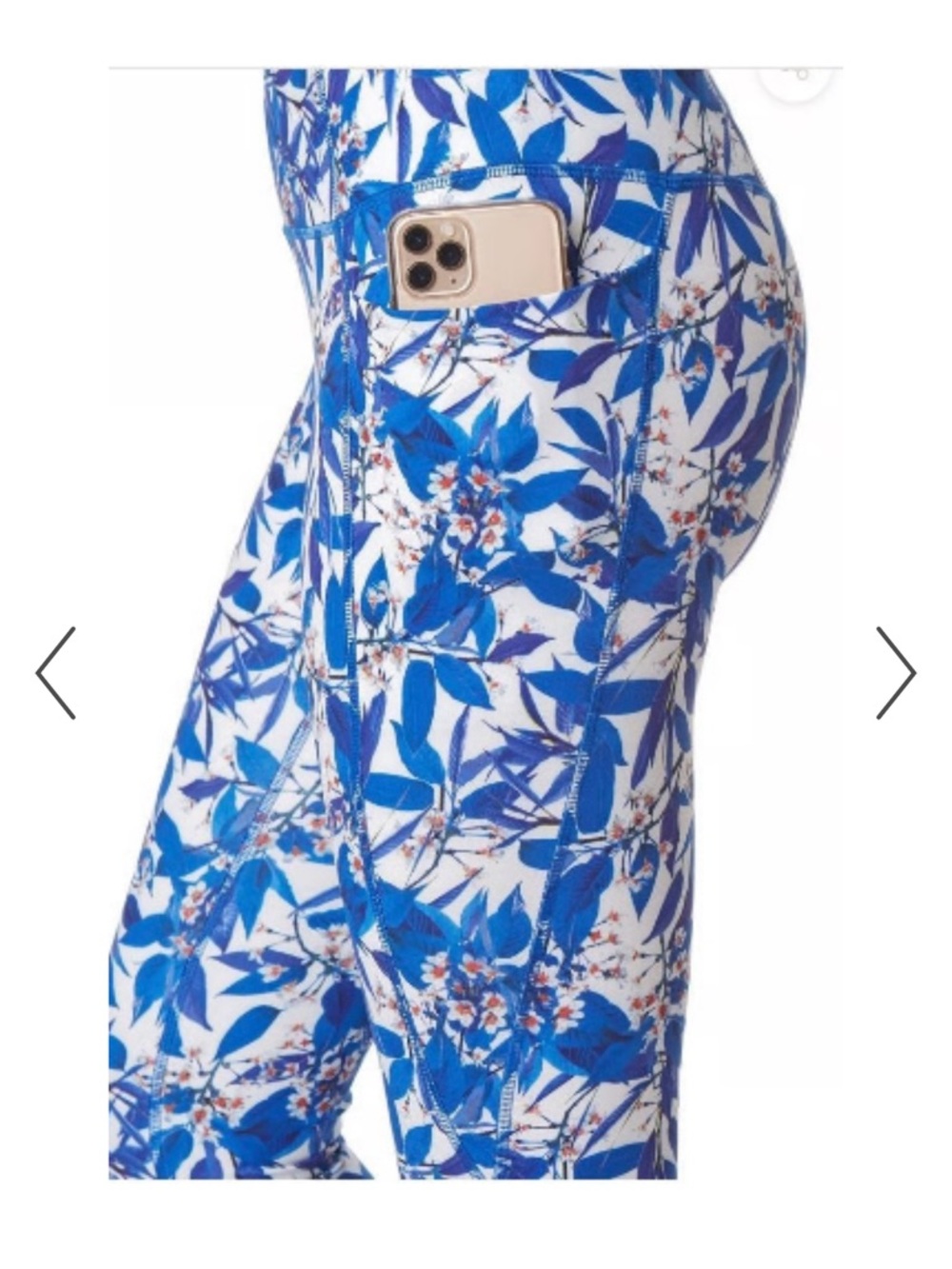 Gottex Blue and White Floral Leggings with Side Pocket Womens’s small